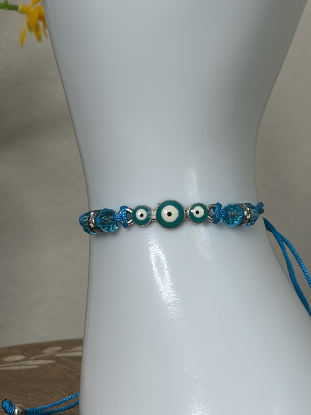 Blue Evil Eye Bracelet Adjustable Protection Bracelet Minimalist Crystal